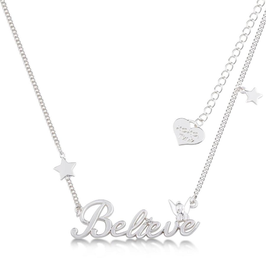 White Gold Plated Tinkerbell Believe Necklace